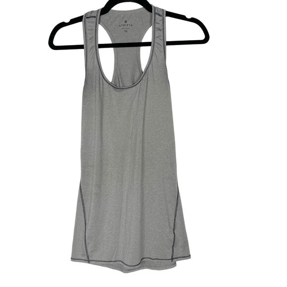 Athleta XSmall XS Gray Heather Chi Tank Top Scoop Neck Racerback Workout Stretch - Picture 1 of 9
